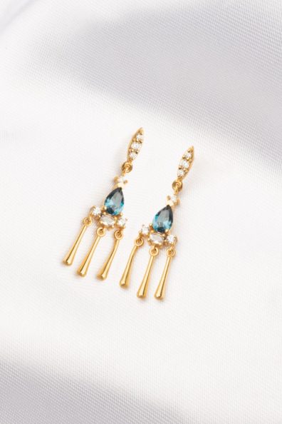 Chandelier Diamond And London Blue Topaz Earrings
