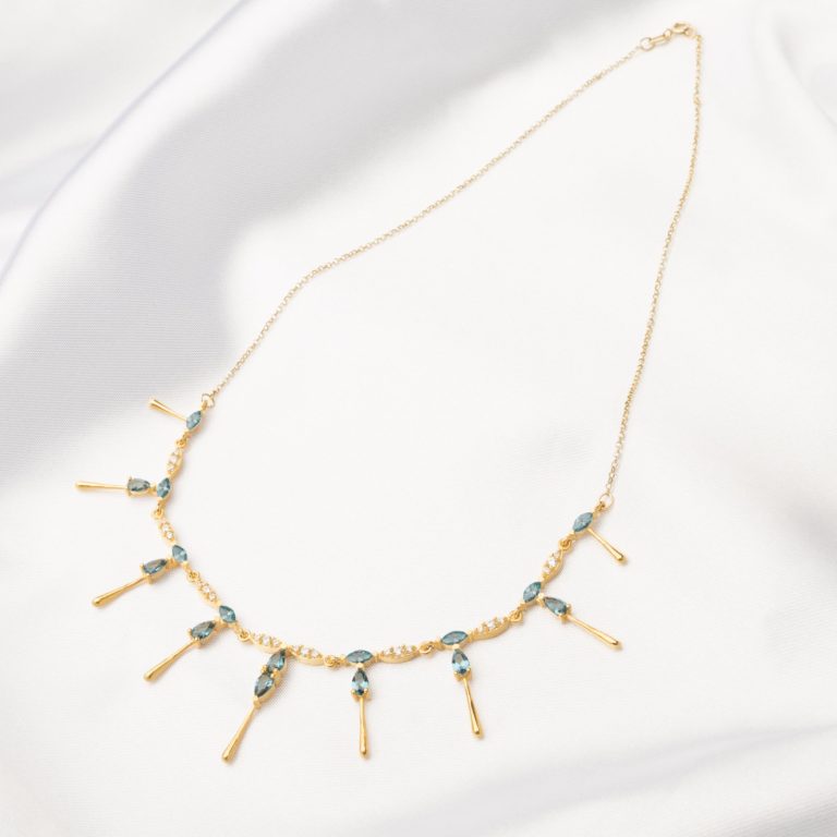Chandelier Diamond And London Blue Topaz Necklace